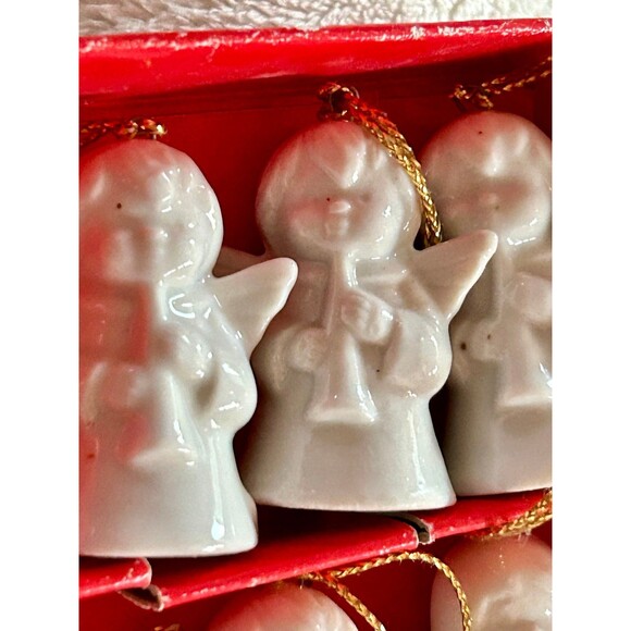 8 Vintage Assorted Porcelain Christmas Angel Ornaments Goebel Tiny Trims - Picture 2 of 10